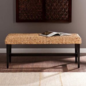 unknown1 black/natural water hyacinth bench black tan solid rustic transitional foam mdf finish wood