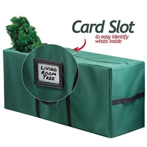 9 ft Christmas Tree Storage Bag - Waterproof, Heavy-Duty 600D Oxford Christmas Tree Bag - Reinforced Handles, Dual Zipper, Label & Side Pocket - Protection From Dust, Water - Green, 50x15x20″ - Sagler