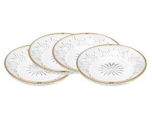 godinger dessert plates, gold trim - dublin, set of 4