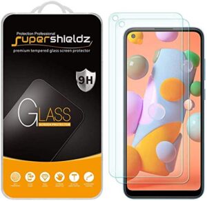 supershieldz (2 pack) designed for samsung galaxy a11 tempered glass screen protector, anti scratch, bubble free