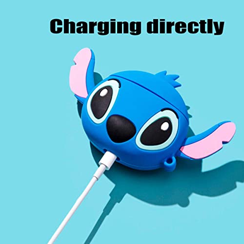 Soft Silicone Shockproof Cover, New 3D Cute Cartoon Creative Fun Case Skin with Keychain Design for AirPods Pro Charging Case 2019 (Stitch)