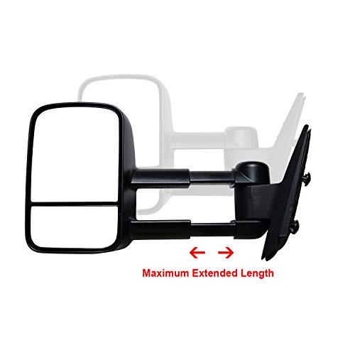 AERDM Towing Mirrors Manual Operated Textured Black Telescoping fit for 2007-2013 Chevy/GMC Silverado/Sierra Exterior Accessories Mirrors