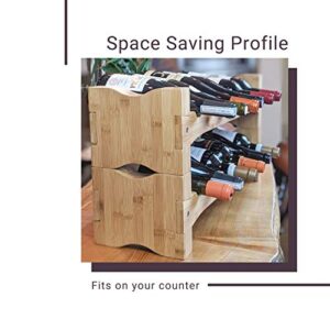 Vistal Stackable Wine Rack | Modern Countertop Bottle Storage | Freestanding Wine Organizer | Custom Design | Solid Wood