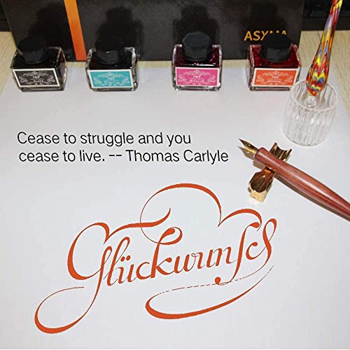 ASXMA Calligraphy Pens Gift Set - Personalized Caligraphy Pen Kits Calligraphy Set For Beginners&professional Include Glass And Wooden Dip Pen,Pen Holder,Various Sizes Of Nibs Etc