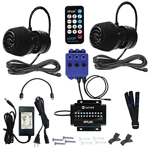 CURRENT Dual eFlux Aquarium Wave Pumps, 1,050gph - Includes 2 Wave Maker Water Circulation Pumps for Freshwater and Saltwater Fish Tanks - Multiple Adjustable Flow Modes - Wireless Remote Control