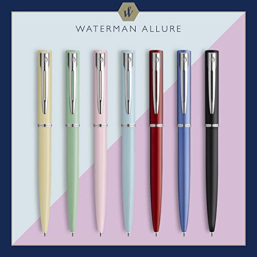 Waterman Allure Ballpoint Pen | Citron Yellow Matte Lacquer with Chrome Trim | Medium Point | Blue Ink | With Gift Box