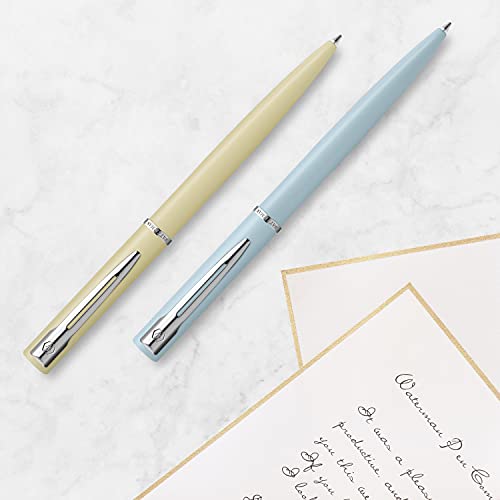 Waterman Allure Ballpoint Pen | Citron Yellow Matte Lacquer with Chrome Trim | Medium Point | Blue Ink | With Gift Box
