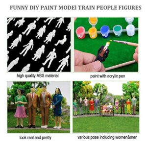 Fashionclubs 1:50 Scale Model People Unpainted Figures 100 Pieces Model Trains Architectural O Scale Standing and Sitting Little People Figures for Miniature Scenes, White Color