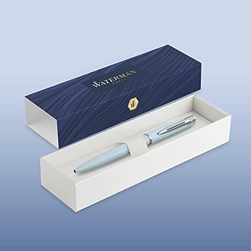 Waterman Allure Ballpoint Pen | Baby Blue Matte Lacquer with Chrome Trim | Medium Point | Blue Ink | With Gift Box