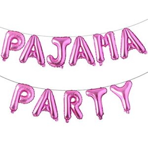 16 inch pajama party balloons banner girls sleepover birthday party decoration slumber parites banner colorful balloons backdrop (pajama party rose red)