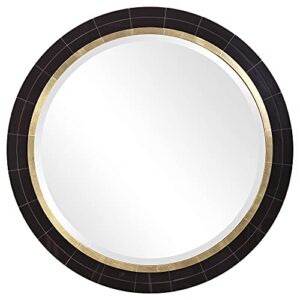 uttermost nayla black w/antique brass 36" round wall mirror