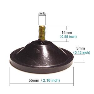 M6 - D 5.5 cm (D 2.16") Strong Thickened Edge PVC M6 Thread Screw Suction Cup Hook with Lock Nut for Enhanced Suction,6 Pieces,Recommend (Black)