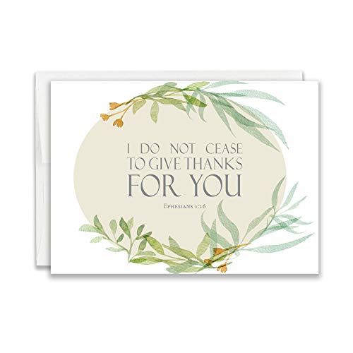 JBH Creations Religious Thank You Cards with Bible Verse - Watercolor Scripture Design - Pack of 24 - Oval