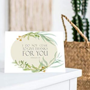 JBH Creations Religious Thank You Cards with Bible Verse - Watercolor Scripture Design - Pack of 24 - Oval