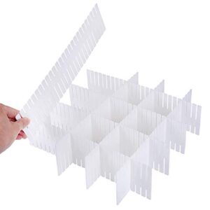 40 Pcs Plastic DIY Grid Drawer Divider Household Necessities Storage Thickening Housing Spacer Sub-Grid Finishing Shelves for Home Tidy Closet Stationary Socks Underwear Scarves Organizer (White)