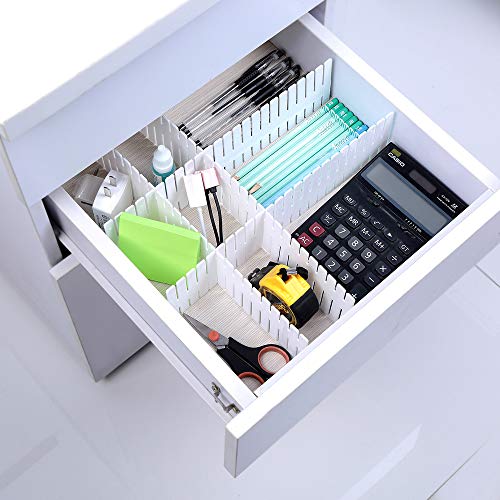 40 Pcs Plastic DIY Grid Drawer Divider Household Necessities Storage Thickening Housing Spacer Sub-Grid Finishing Shelves for Home Tidy Closet Stationary Socks Underwear Scarves Organizer (White)