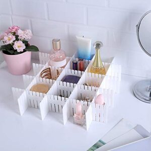 40 Pcs Plastic DIY Grid Drawer Divider Household Necessities Storage Thickening Housing Spacer Sub-Grid Finishing Shelves for Home Tidy Closet Stationary Socks Underwear Scarves Organizer (White)