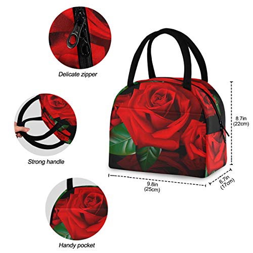 Red Rose Lunch Bag Tote Bag Lunch Bag for Women Lunch Box Insulated Lunch Container