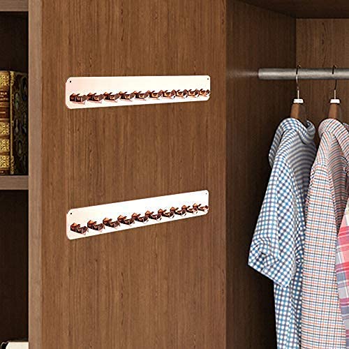 Boxy Concepts Necklace Organizer - 2 Pack - Easy-Install 10.5"x1.5" Hanging Necklace Holder Wall Mount with 10 Necklace Hooks - Beautiful Necklace Hanger also for Bracelets and Earrings (Rose Gold)