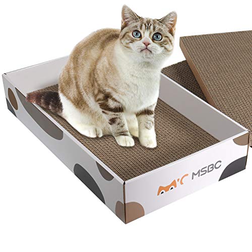 ComSaf Durable Cat Scratcher Cardboard Refill, Cat Scratch Pad, 3 in 1 Recyclable Corrugated Scratcher, Reversible Scratch Box, Scratcher Lounge for Furniture Protection, Cat Training Toy