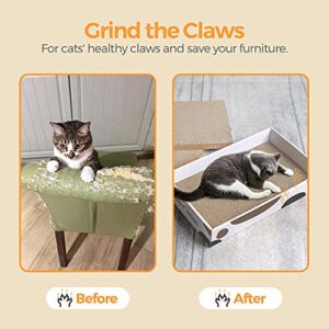 ComSaf Durable Cat Scratcher Cardboard Refill, Cat Scratch Pad, 3 in 1 Recyclable Corrugated Scratcher, Reversible Scratch Box, Scratcher Lounge for Furniture Protection, Cat Training Toy