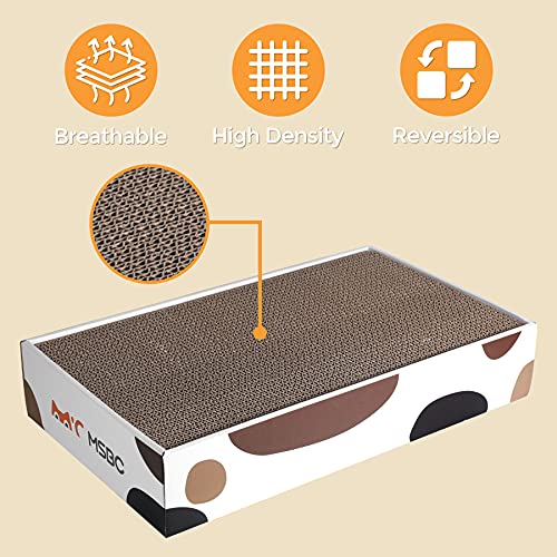 ComSaf Durable Cat Scratcher Cardboard Refill, Cat Scratch Pad, 3 in 1 Recyclable Corrugated Scratcher, Reversible Scratch Box, Scratcher Lounge for Furniture Protection, Cat Training Toy