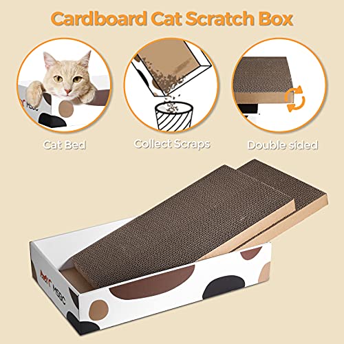 ComSaf Durable Cat Scratcher Cardboard Refill, Cat Scratch Pad, 3 in 1 Recyclable Corrugated Scratcher, Reversible Scratch Box, Scratcher Lounge for Furniture Protection, Cat Training Toy