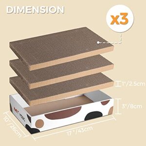 ComSaf Durable Cat Scratcher Cardboard Refill, Cat Scratch Pad, 3 in 1 Recyclable Corrugated Scratcher, Reversible Scratch Box, Scratcher Lounge for Furniture Protection, Cat Training Toy