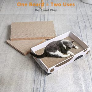 ComSaf Durable Cat Scratcher Cardboard Refill, Cat Scratch Pad, 3 in 1 Recyclable Corrugated Scratcher, Reversible Scratch Box, Scratcher Lounge for Furniture Protection, Cat Training Toy