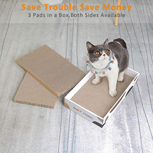 ComSaf Durable Cat Scratcher Cardboard Refill, Cat Scratch Pad, 3 in 1 Recyclable Corrugated Scratcher, Reversible Scratch Box, Scratcher Lounge for Furniture Protection, Cat Training Toy