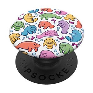 cute manatee pattern gift for a manatee mammal lover popsockets popgrip: swappable grip for phones & tablets