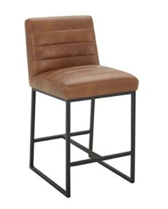 amazon brand – rivet decatur modern faux leather kitchen counter-height stool, 37"h, tan brown