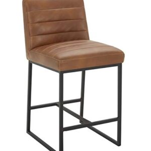 Amazon Brand – Rivet Decatur Modern Faux Leather Kitchen Counter-Height Stool, 37"H, Tan Brown