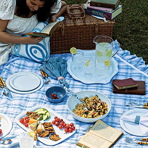 Juliska - Berry & Thread Melamine Platter - Whitewash, Melamine Platter - Unbreakable, White Melamine, Embossed Plate