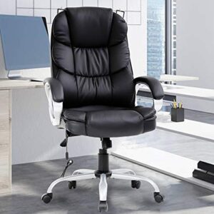 massage office chair 250lbs ergonomic high back pu leather rolling swivel executive computer desk chair with lumbar support headrest armrest for study home meeting room