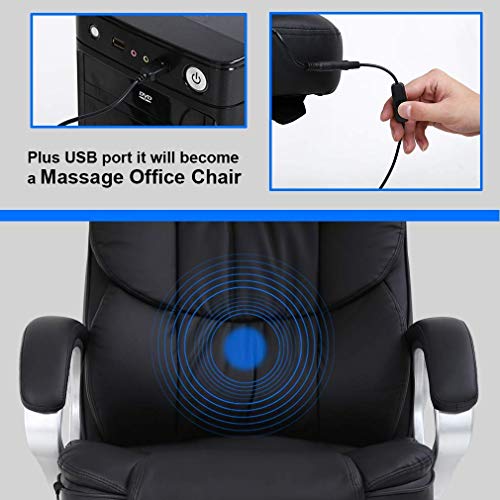 Massage Office Chair 250Lbs Ergonomic High Back PU Leather Rolling Swivel Executive Computer Desk Chair with Lumbar Support Headrest Armrest for Study Home Meeting Room