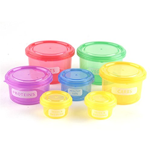 Food Storage Container Perfect Portions Healthy Living Storage Case Plastic Boxes Color Coded, 7Pcs/set