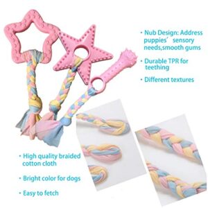 Volacopets Puppy Toys for Teething, Puppy Chew Toys for Small Dogs, Crinkle Dog Toys Small Breed Boredom and stimulating, Dog Toys for Small Dogs, Pink, 5-Pack