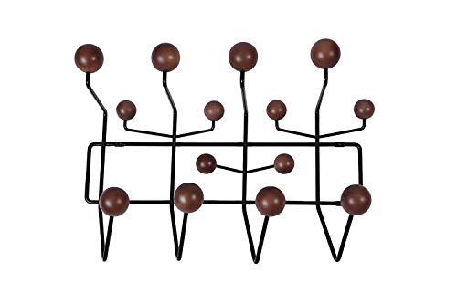 SHISEDECO Classic Hang it All Coat Rack, Mid Century Modern Wall Mounted Coat Hooks with Painted Solid Wooden Walnut Balls Wood Color Coat Hanger (Dark Walnut)