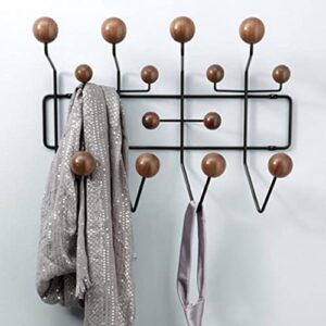 SHISEDECO Classic Hang it All Coat Rack, Mid Century Modern Wall Mounted Coat Hooks with Painted Solid Wooden Walnut Balls Wood Color Coat Hanger (Dark Walnut)