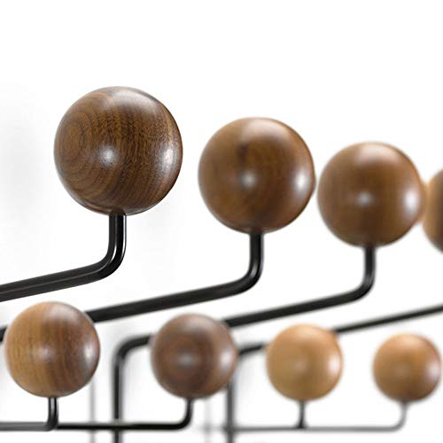 SHISEDECO Classic Hang it All Coat Rack, Mid Century Modern Wall Mounted Coat Hooks with Painted Solid Wooden Walnut Balls Wood Color Coat Hanger (Dark Walnut)