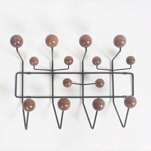 SHISEDECO Classic Hang it All Coat Rack, Mid Century Modern Wall Mounted Coat Hooks with Painted Solid Wooden Walnut Balls Wood Color Coat Hanger (Dark Walnut)