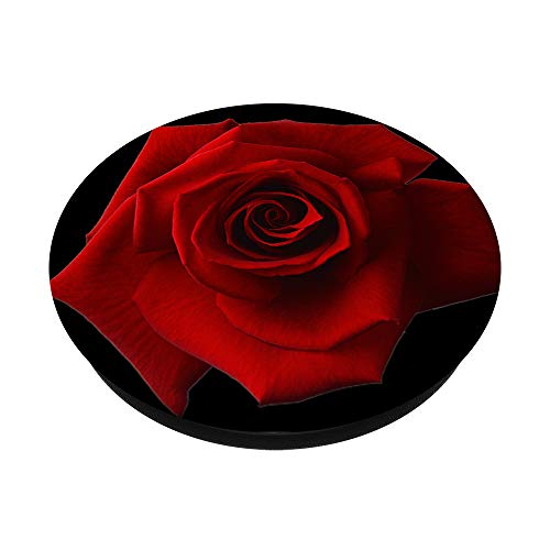 Cellphone Pop Out Holder Red Rose Flower Design Floral Black PopSockets PopGrip: Swappable Grip for Phones & Tablets