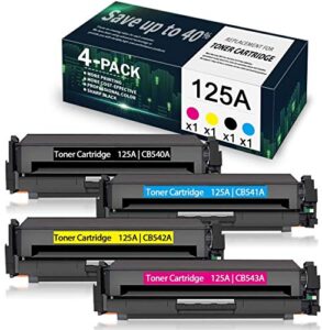 4-pack (1bk+1c+1y+1m) 125a | cb540a cb541a cb542a cb543a compatible remanufactured toner cartridge replacement for hp color cp1215 cp1518ni cp1515n cm1312nfi printer, toner cartridge.