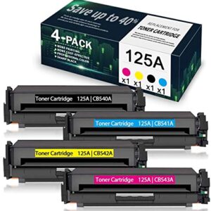 4-Pack (1BK+1C+1Y+1M) 125A | CB540A CB541A CB542A CB543A Compatible Remanufactured Toner Cartridge Replacement for HP Color CP1215 CP1518ni CP1515n CM1312nfi Printer, Toner Cartridge.