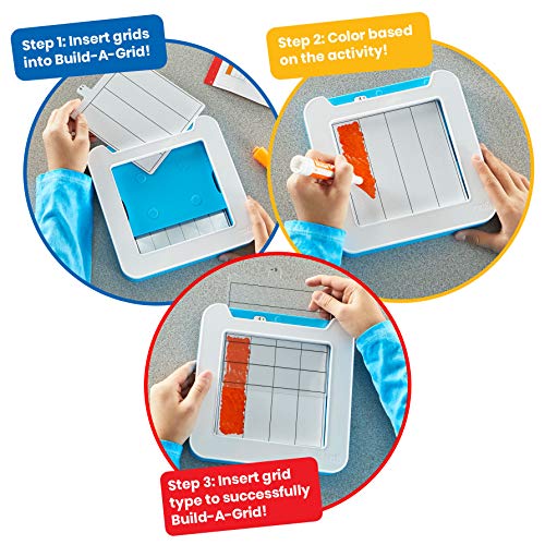 hand2mind Build-A-Grid, Dry Erase Multiplication, 3rd Grade Math, Multiplication Manipulatives, Fraction Manipulatives, Multiplication Game, Montessori Math, Homeschool Supplies (Set of 1)