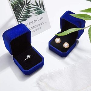BENECREAT 10 Pack Velvet Ring Earring Box Gift Jewelry Box for Mother's Day, Engagement, Wedding Gift Favor- Royal Blue