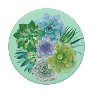 Green Cactus Cacti Succulent Desert Plant Nature Design Gift PopSockets Grip and Stand for Phones and Tablets