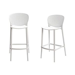 amazon basics high back indoor molded plastic barstool with footrest, set of 2 - white