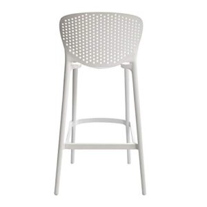 Amazon Basics High Back Indoor Molded Plastic Barstool with Footrest, Set of 2 - White